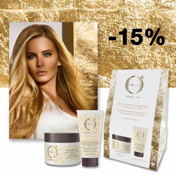 - 15 % на комплект за коса и ръце Olioseta Oro Di Luce, обогатен с ленено семе и пшенични протеини