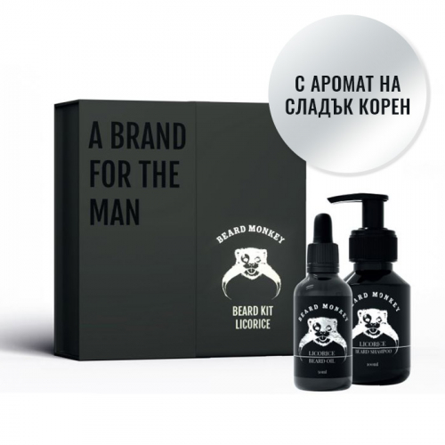 Комплект шампоан за коса и олио за брада Beard Monkey Beard Kit Licorice с аромат на сладък корен