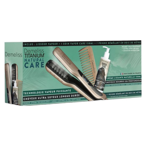 Преса за изправяне на коса с пара Titanium + подхранващ крем Vapor Care