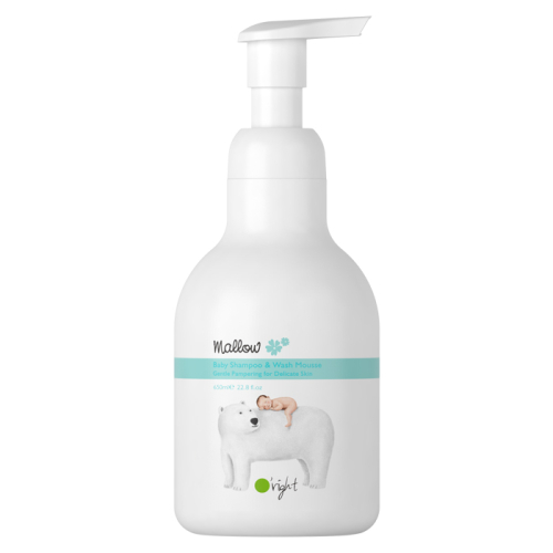 Натурален шампоан и душ гел 2 в 1 за бебета и деца 650 мл Oright Mallow Baby Shampoo & Wash Mousse 