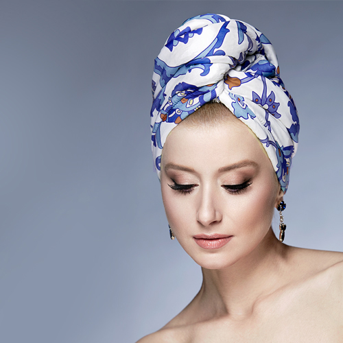 Дизайнерска кърпа за коса Aglique Turquoise сатенена